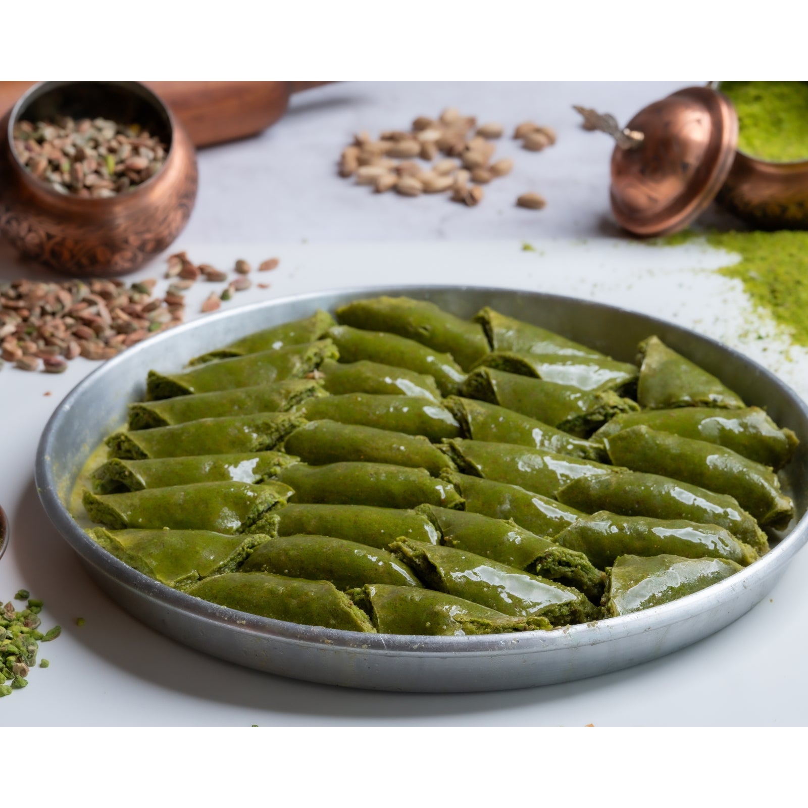 Special Green Sobiyet Baklava with Milk Cream & Pistachio - 2kg tray